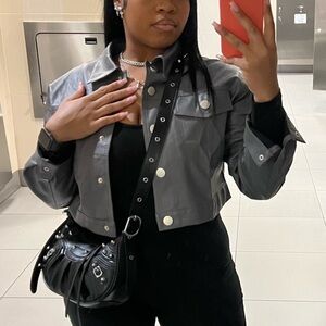 Dark Grey Leather Jacket